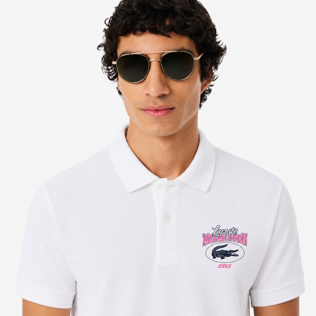 Áo Polo Lacoste Chính hãng - Regular Fit Miami Open Graphic - Màu Trắng | JapanSport DH8632-51-001