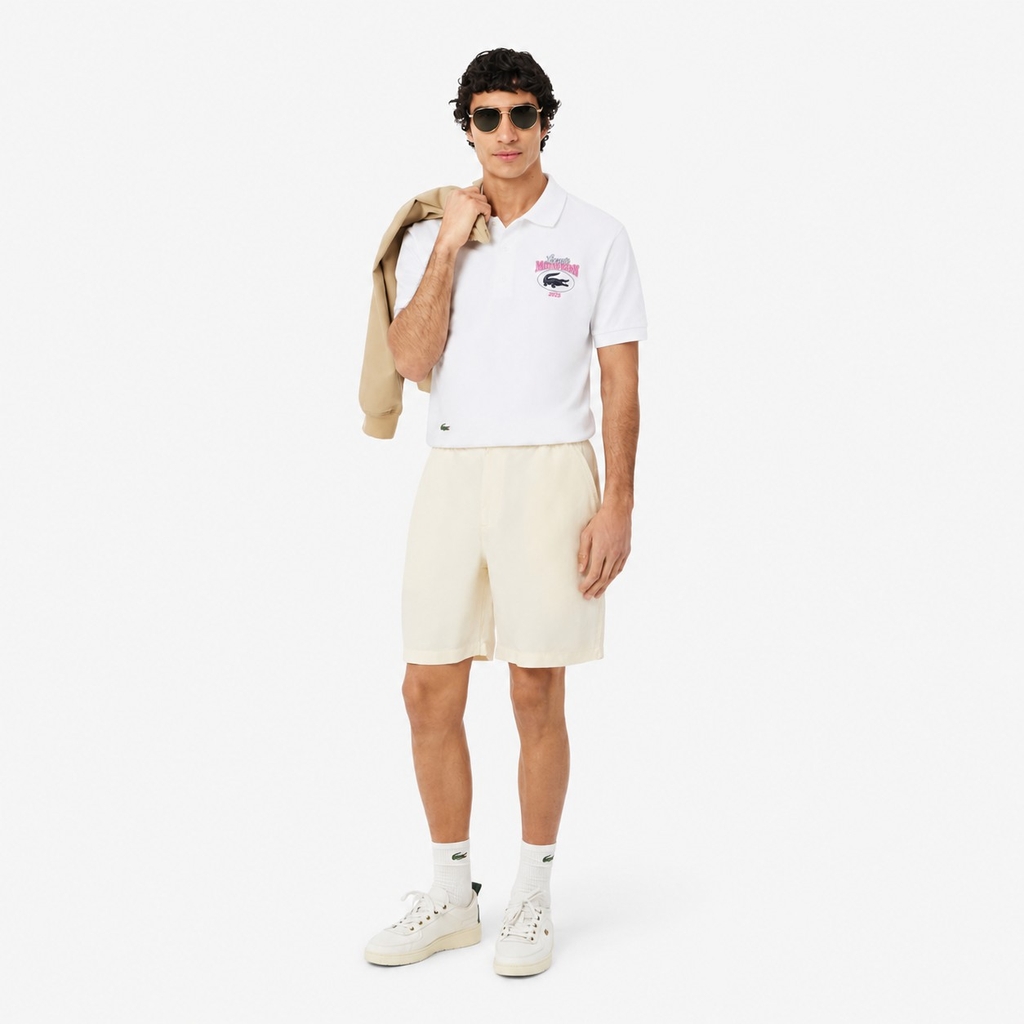 Áo Polo Lacoste Chính hãng - Regular Fit Miami Open Graphic - Màu Trắng | JapanSport DH8632-51-001