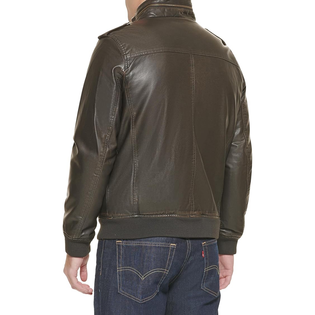 Áo Khoác Levi's Chính Hãng - Faux Leather Aviator Bomber Jacket - Màu nâu | JapanSport LM8RU476