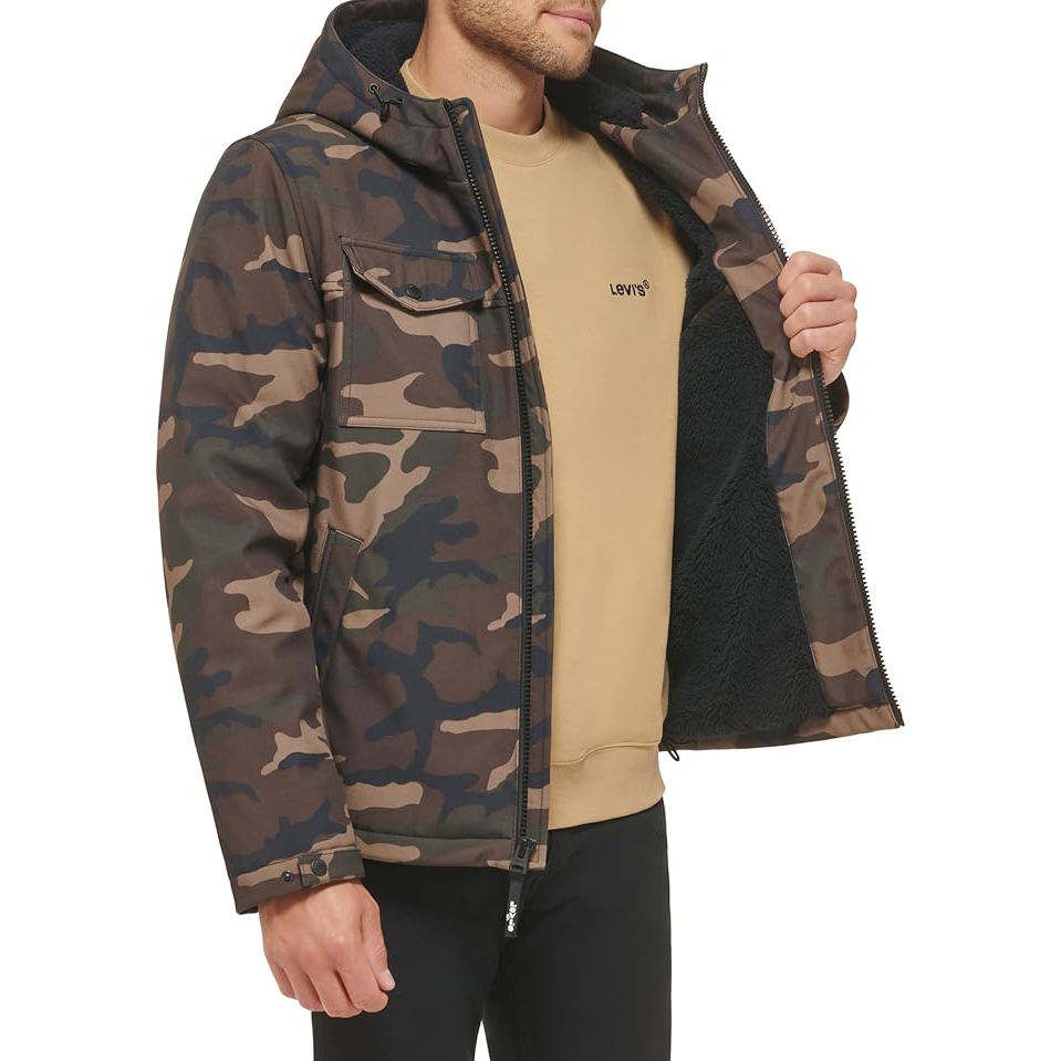 Áo Khoác Levi's Chính Hãng - Soft Shell Sherpa Hooded Jacket - Màu Camo| JapanSport LM1RP012-cfg