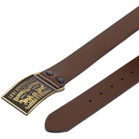Thắt Lưng Levi's Chính Hãng - Leather Belt with Plaque Buckl (30-32) - Màu Nâu | JapanSport 11LV0253-200