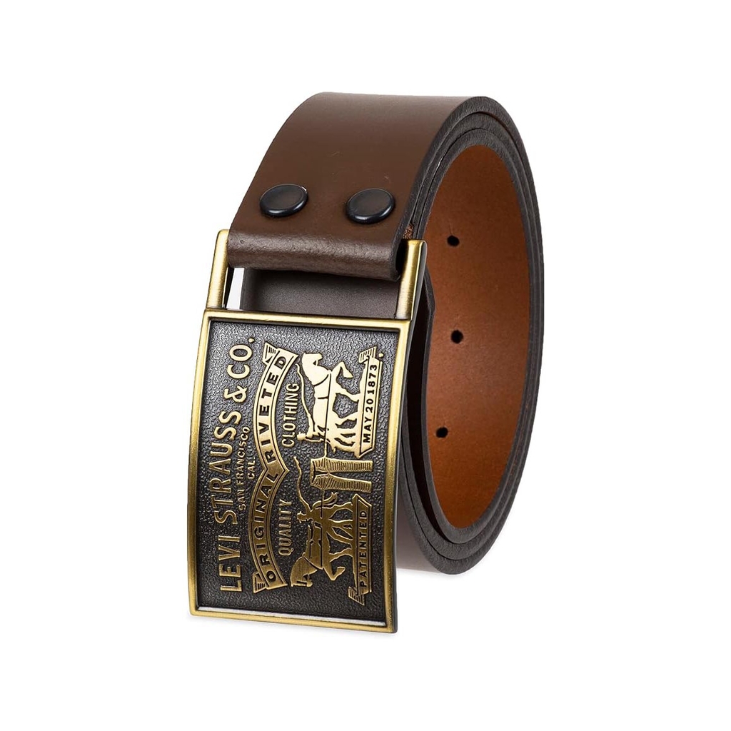 Thắt Lưng Levi's Chính Hãng - Leather Belt with Plaque Buckl (30-32) - Màu Nâu | JapanSport 11LV0253-200