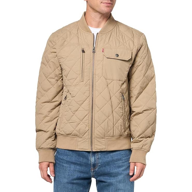 Áo Khoác Levi's Chính Hãng - Levi's Men's Diamond Quilted Bomber Jacket - Màu be | JapanSport LM2MN433-LT3