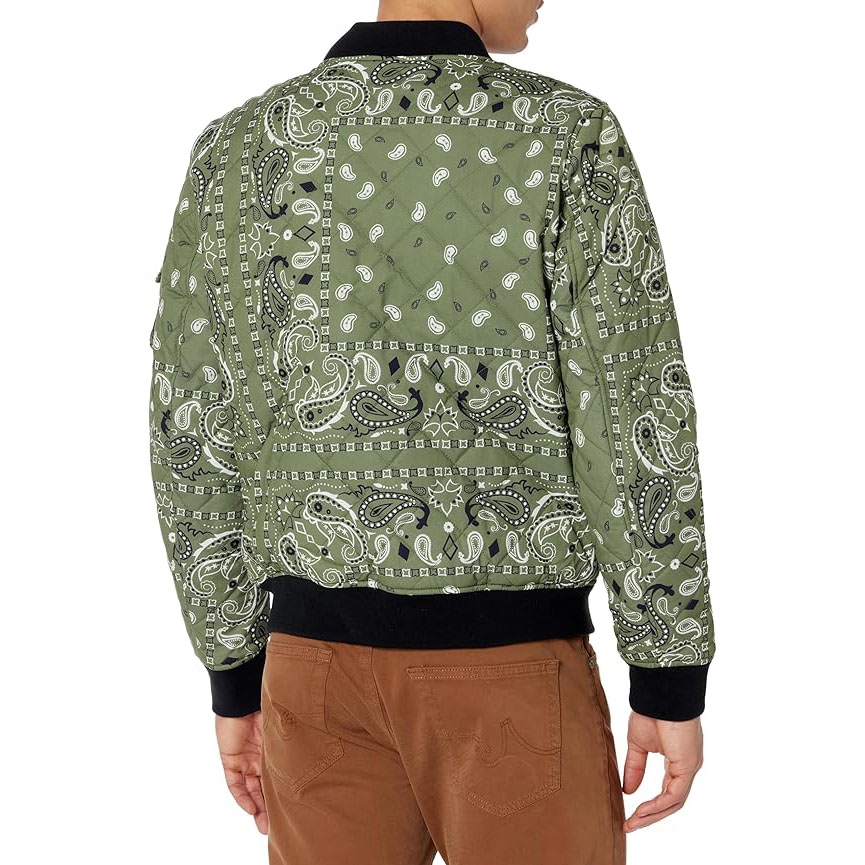 Áo Khoác Levi's Chính Hãng -  Quilted Utility Bomber Jacket with Olive Bandana Print - Màu Olive | JapanSport LM1MP936-olm