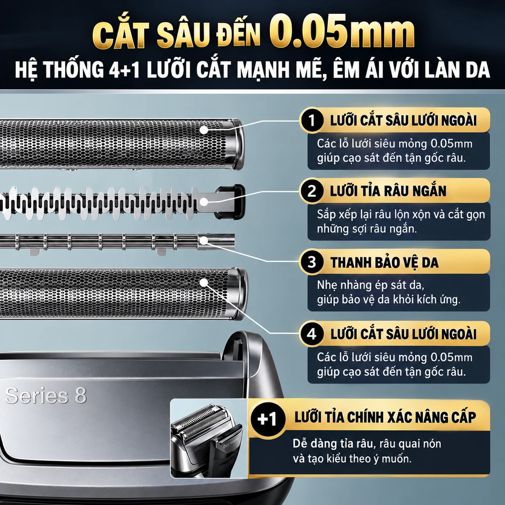 Máy cạo râu Braun Chính hãng - Series 8 8560cc – kèm trạm vệ sinh SmartCare 5 trong 1 - Màu Đen | JapanSport