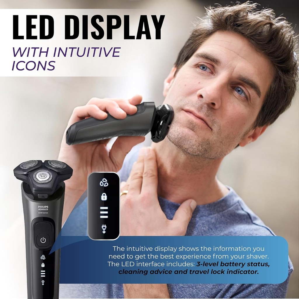 Máy cạo râu Philips Chính hãng - Series 6000 -  cạo ướt/khô - công nghệ SenseIQ - S6600/90 | JapanSport