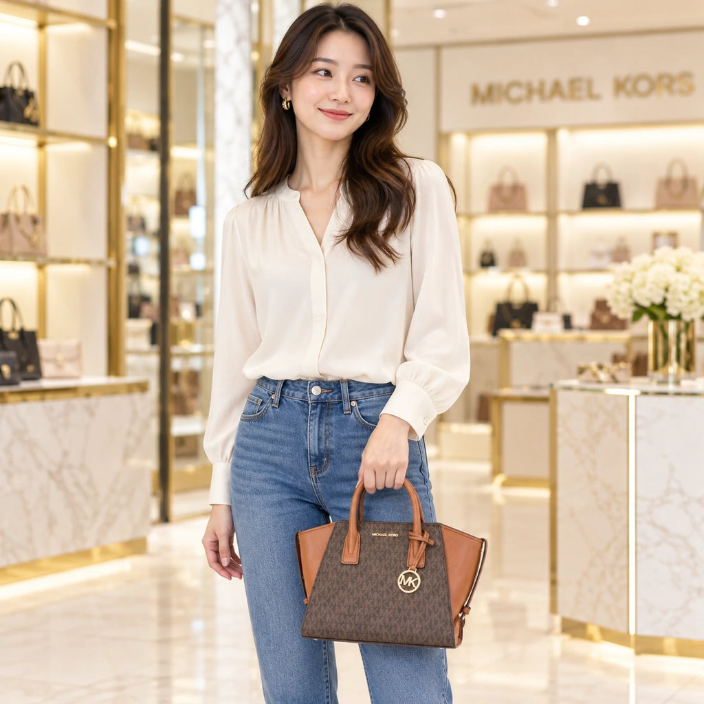 Túi nữ Michael Kors Đeo Chéo Chính Hãng – Avril Small - Màu nâu | JapanSport 35F4G4VS1B
