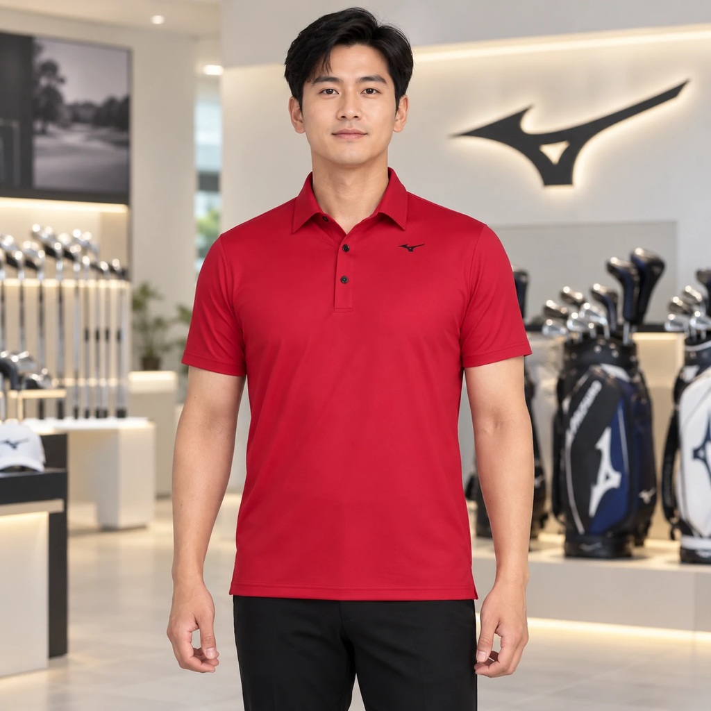 Áo Polo Mizuno Chính Hãng - Basic Men's Short Sleeve - Màu Đỏ | JapanSport E2MAAA0163