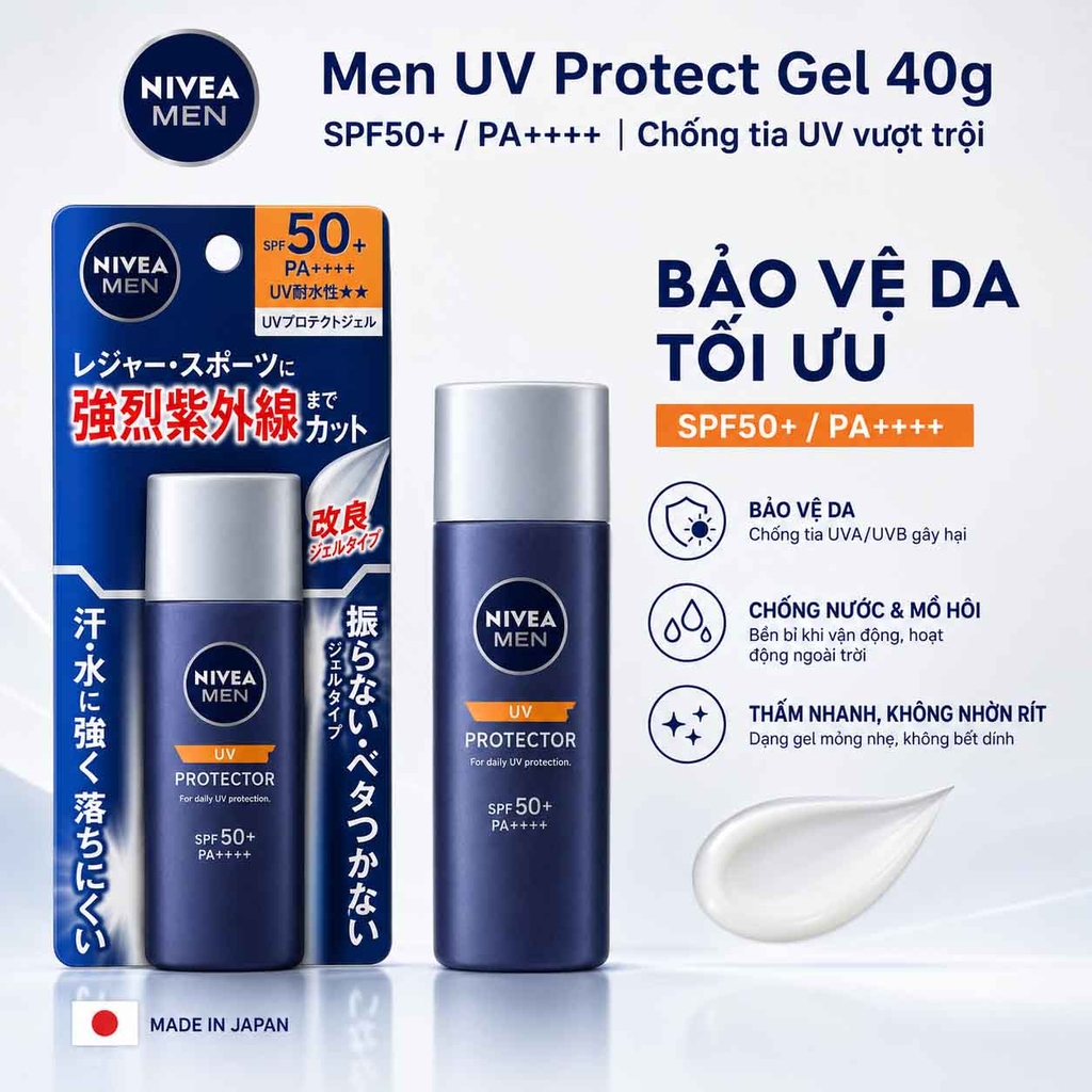 Kem Chống Nắng Nivea Chính hãng - Men UV Protect Gel 40g | JapanSport