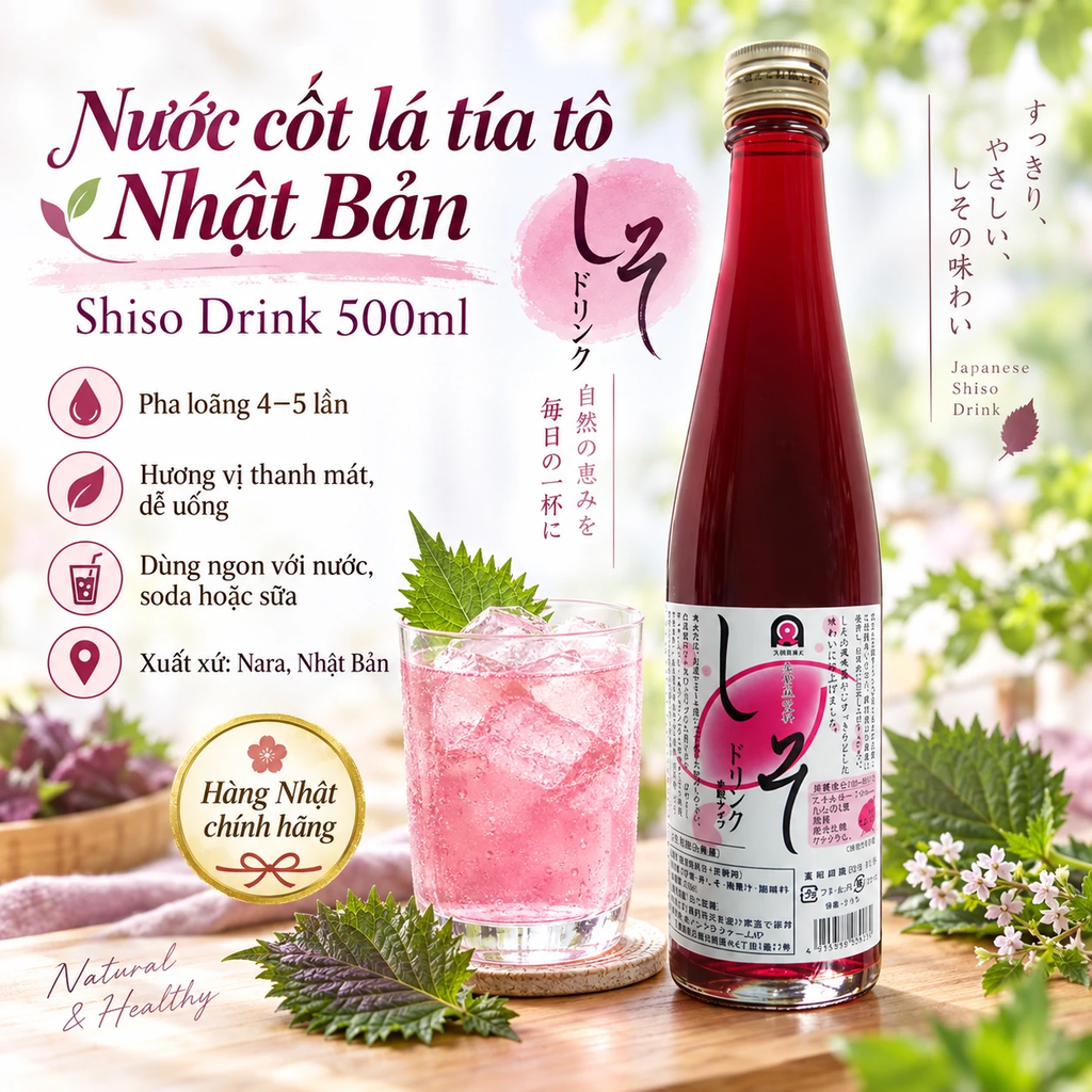 Nước Cốt Lá Tía Tô Nhật Bản Shiso Drink 500ml | JapanSport