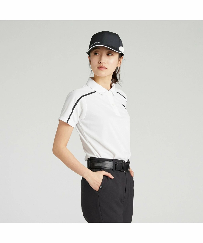 Áo Golf Polo Puma Nữ Chính Hãng - SB Back Print Stripe Short - Màu Trắng | Japansport 633369-03