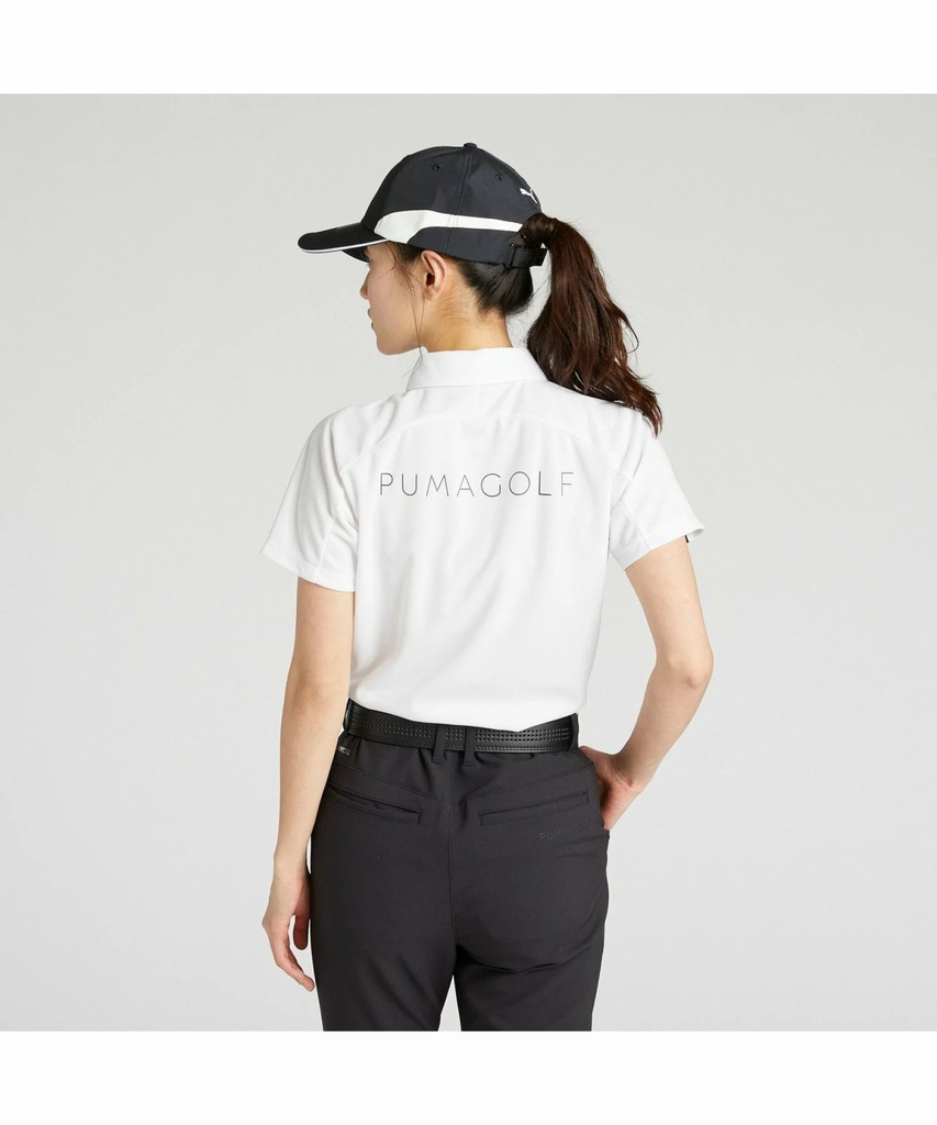 Áo Golf Polo Puma Nữ Chính Hãng - SB Back Print Stripe Short - Màu Trắng | Japansport 633369-03