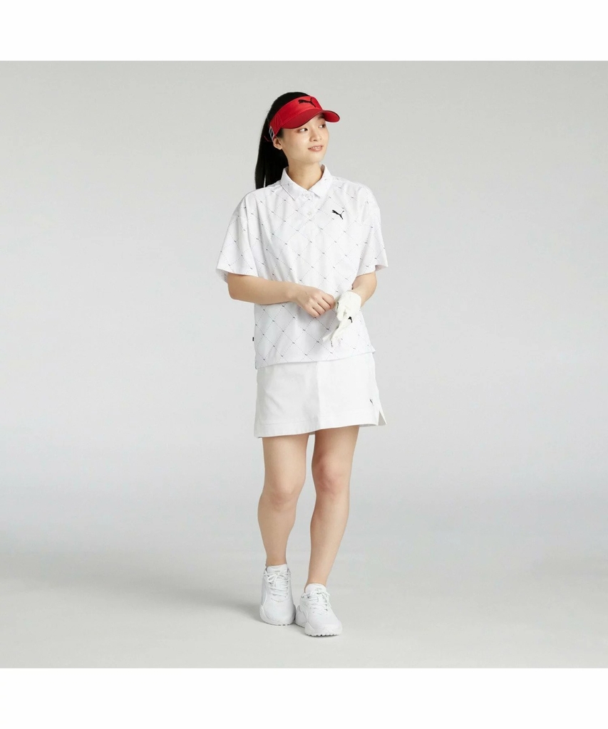Áo Golf Polo Puma Nữ Chính Hãng - SB Argyle AOP Short - Màu Trắng | Japansport 633368-03