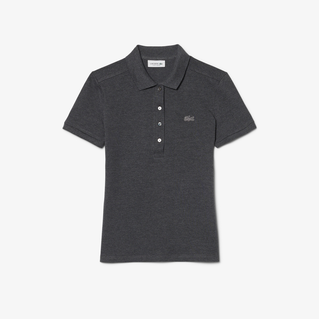 Áo Polo Lacoste nữ Chính hãng - L.12.D Slim Fit Stretch Petit Piqué - Màu Xám Đen | JapanSport PF5462-51-050
