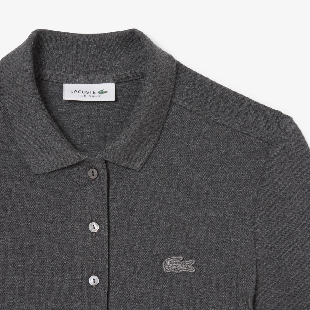 Áo Polo Lacoste nữ Chính hãng - L.12.D Slim Fit Stretch Petit Piqué - Màu Xám Đen | JapanSport PF5462-51-050