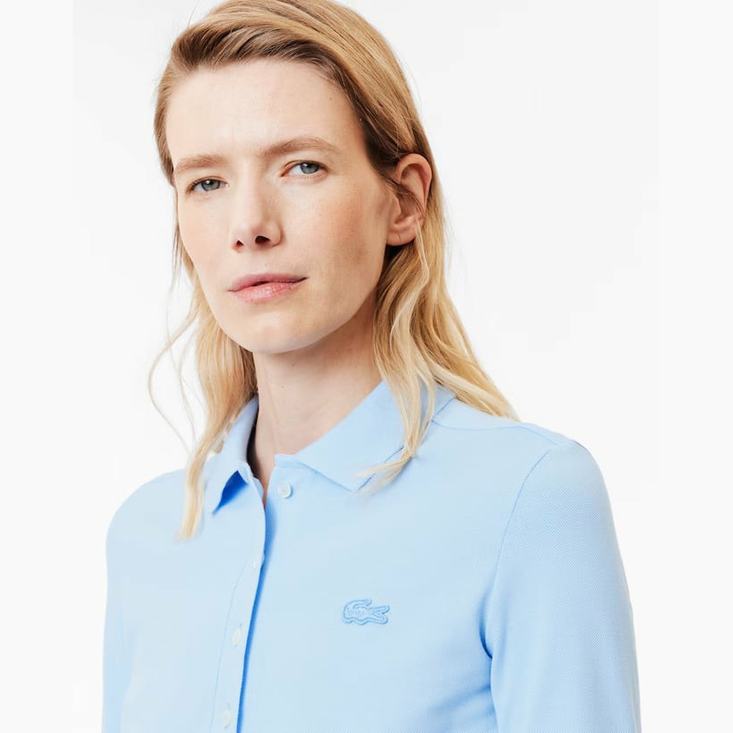 Áo Polo Lacoste Chính hãng - Women's Slim Fit L.12.D Stretch Mini Piqué Polo - Màu Xanh | JapanSport PF5464-51-HBP