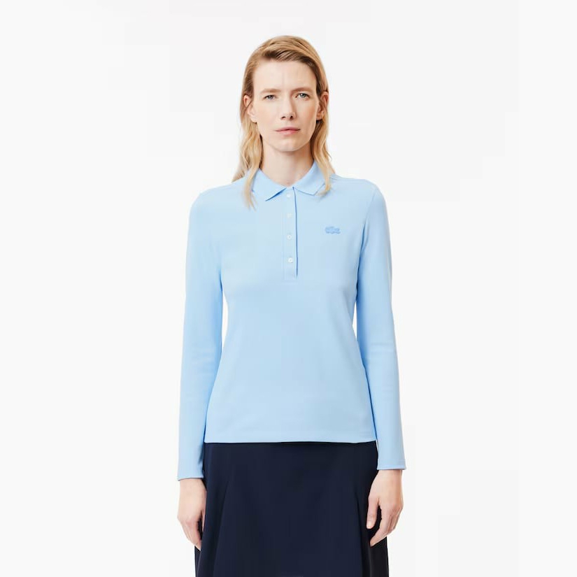 Áo Polo Lacoste Chính hãng - Women's Slim Fit L.12.D Stretch Mini Piqué Polo - Màu Xanh | JapanSport PF5464-51-HBP