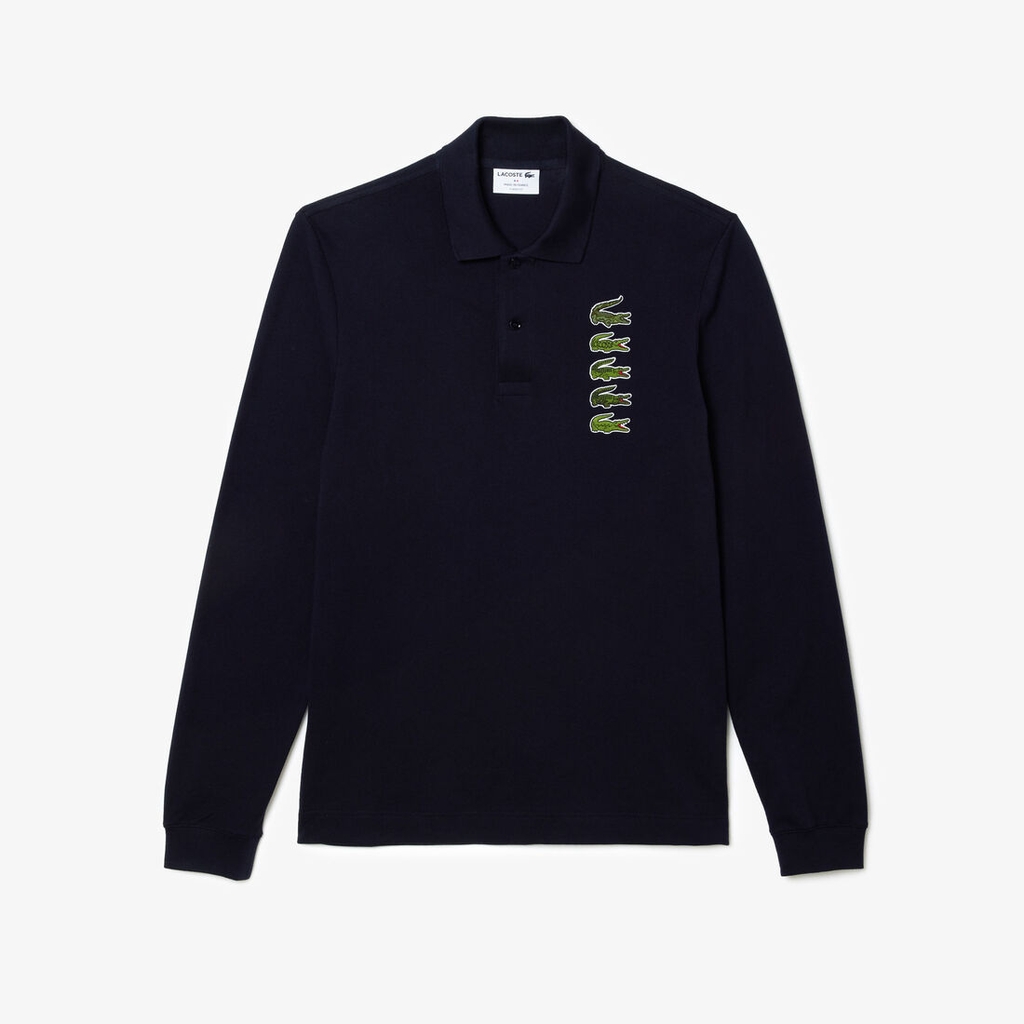 Áo polo Lacoste Chính hãng - Men's Long Sleeve Original L.12.12 Multi Badge Polo - Màu Xanh Đen | JapanSport  PH3462-51-HDE