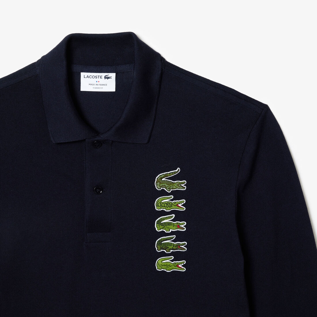 Áo polo Lacoste Chính hãng - Men's Long Sleeve Original L.12.12 Multi Badge Polo - Màu Xanh Đen | JapanSport  PH3462-51-HDE