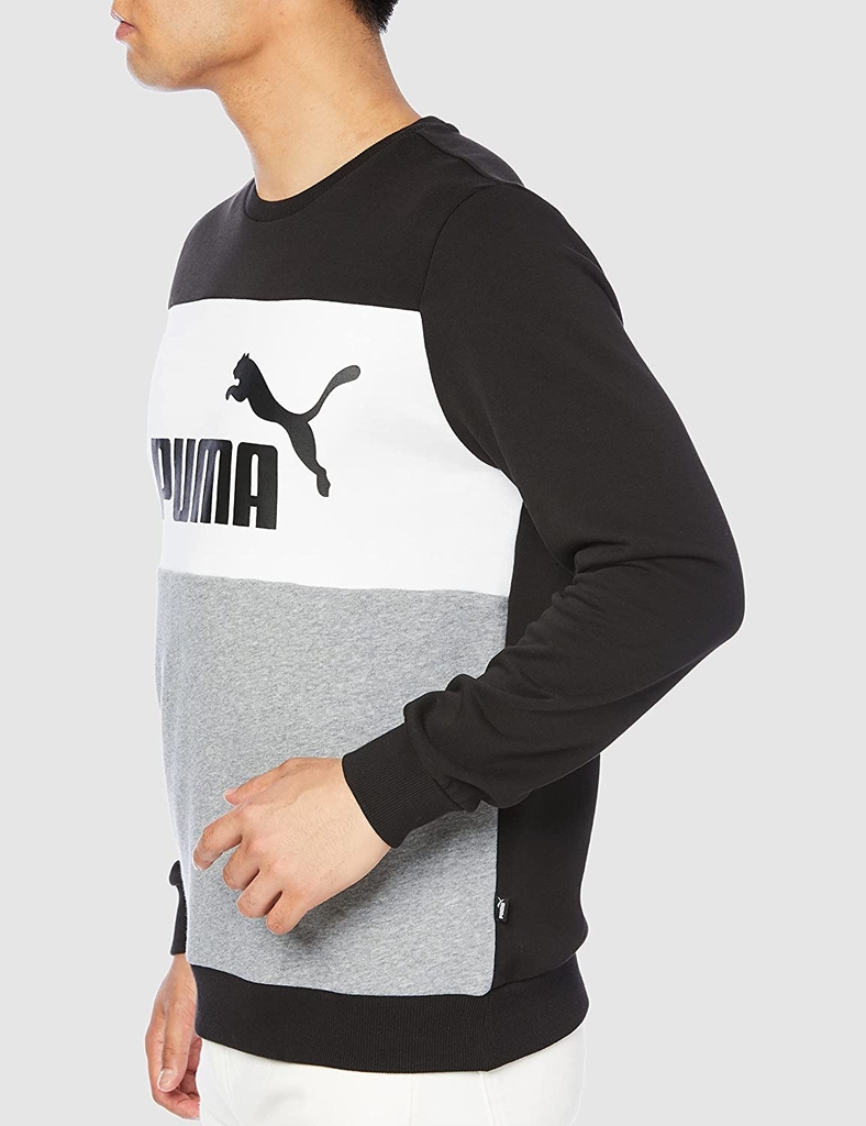 Áo Dài Tay Puma Chính hãng - ESS + BLOCK Crew -  Đen/Trắng | JapanSport 849561-01