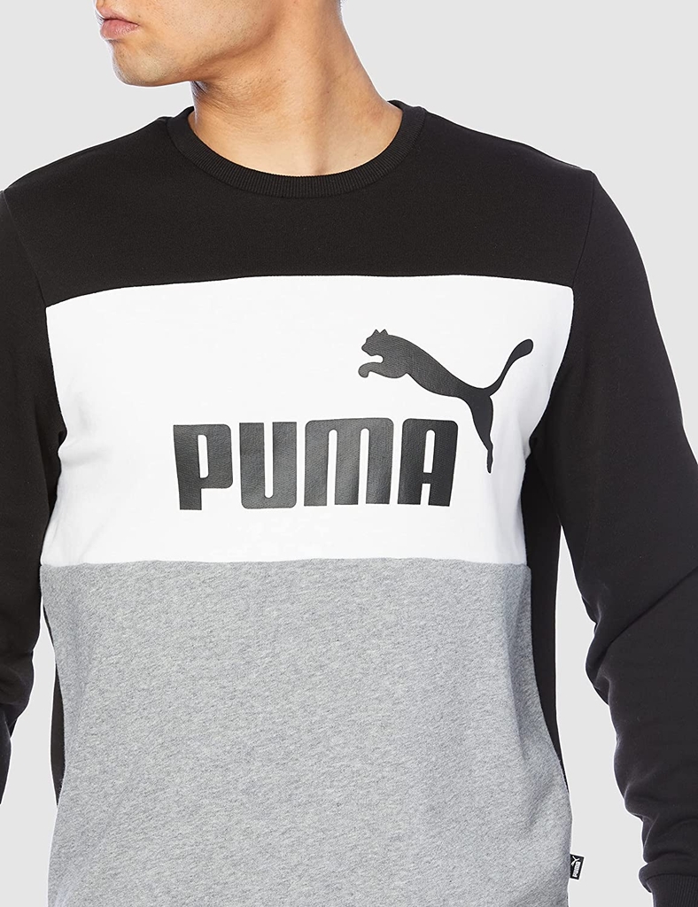 Áo Dài Tay Puma Chính hãng - ESS + BLOCK Crew -  Đen/Trắng | JapanSport 849561-01