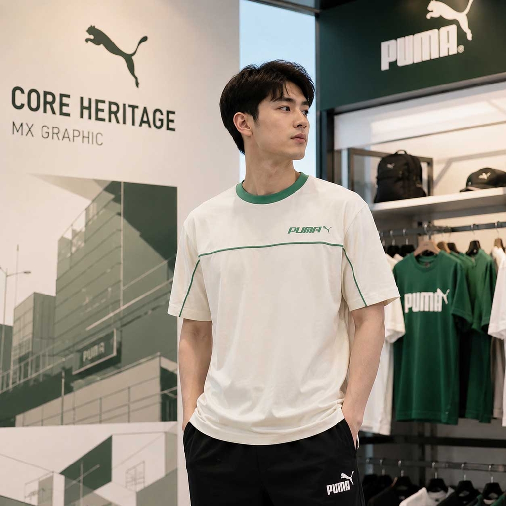 Áo Phông Puma Chính hãng - CORE HERITAGE MX Graphic Short-Sleeve T-Shirt - Màu Trắng | JapanSport 680669-87