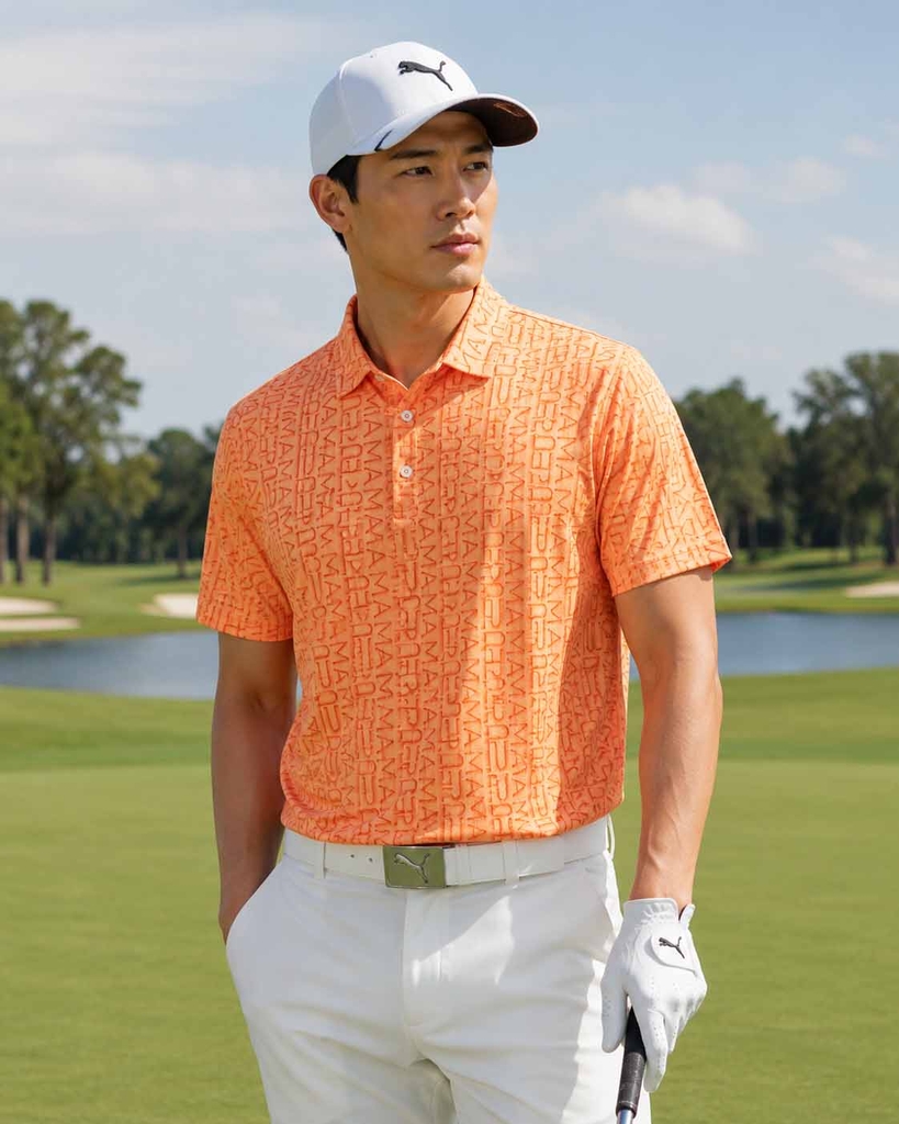 Áo Polo Puma Chính Hãng - FOG Jacquard AOP Short-Sleeve Polo Shirt - Màu Cam | JapanSport 633301-02