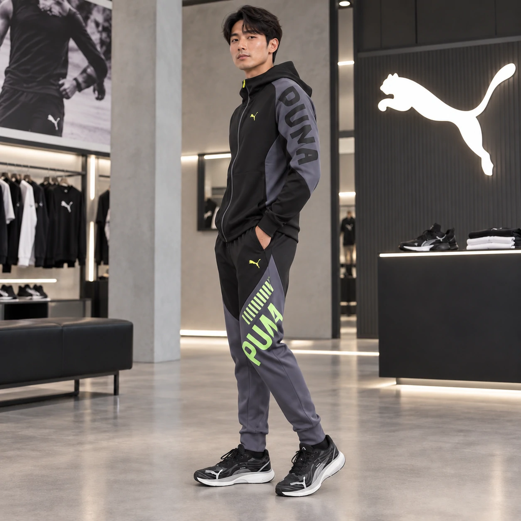 Bộ thể thao Puma Nam Chính Hãng - TAD Knit Jacket + Strength Training Knit Pants - Đen/xám| JapanSport 527046-01 526114-69
