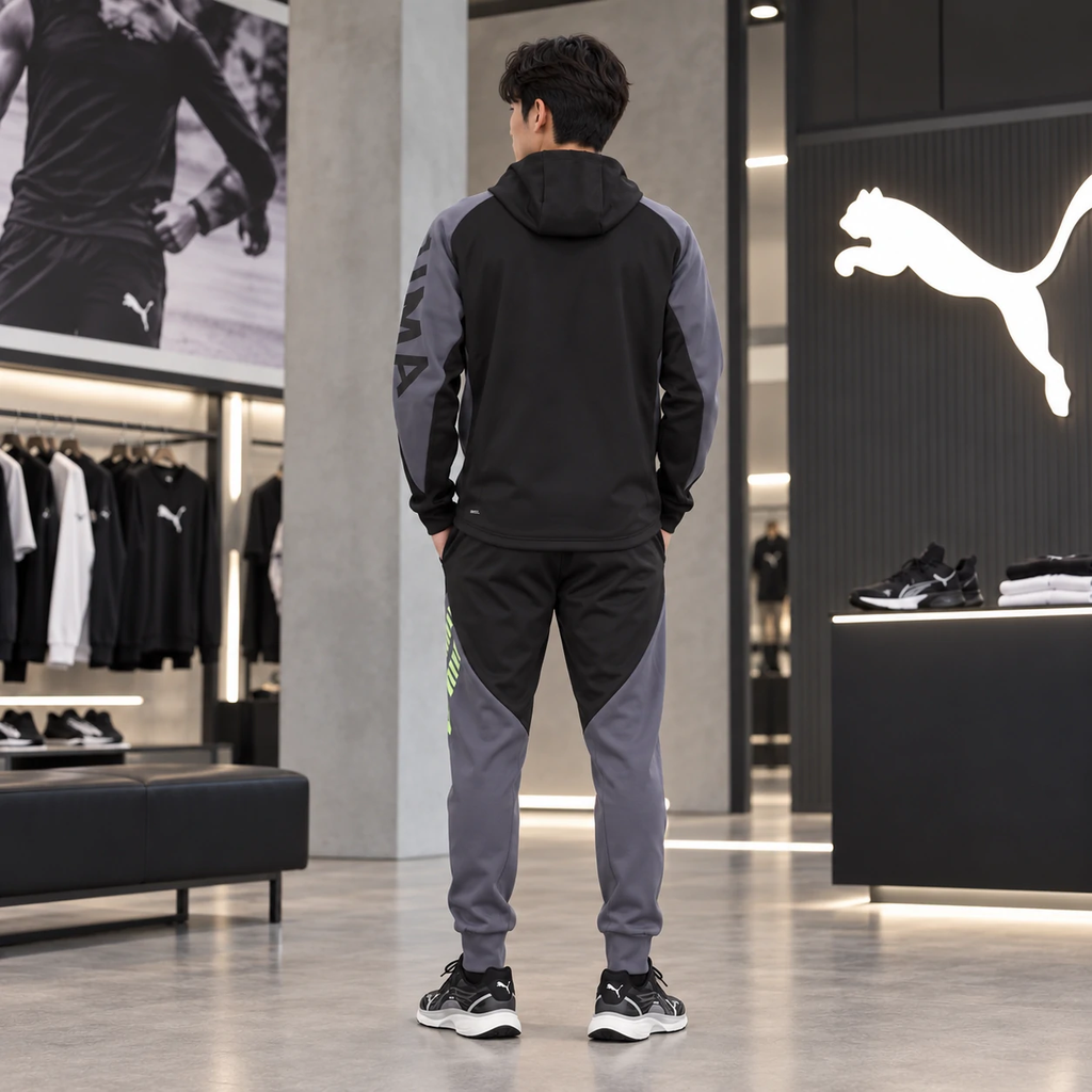 Bộ thể thao Puma Nam Chính Hãng - TAD Knit Jacket + Strength Training Knit Pants - Đen/xám| JapanSport 527046-01 526114-69