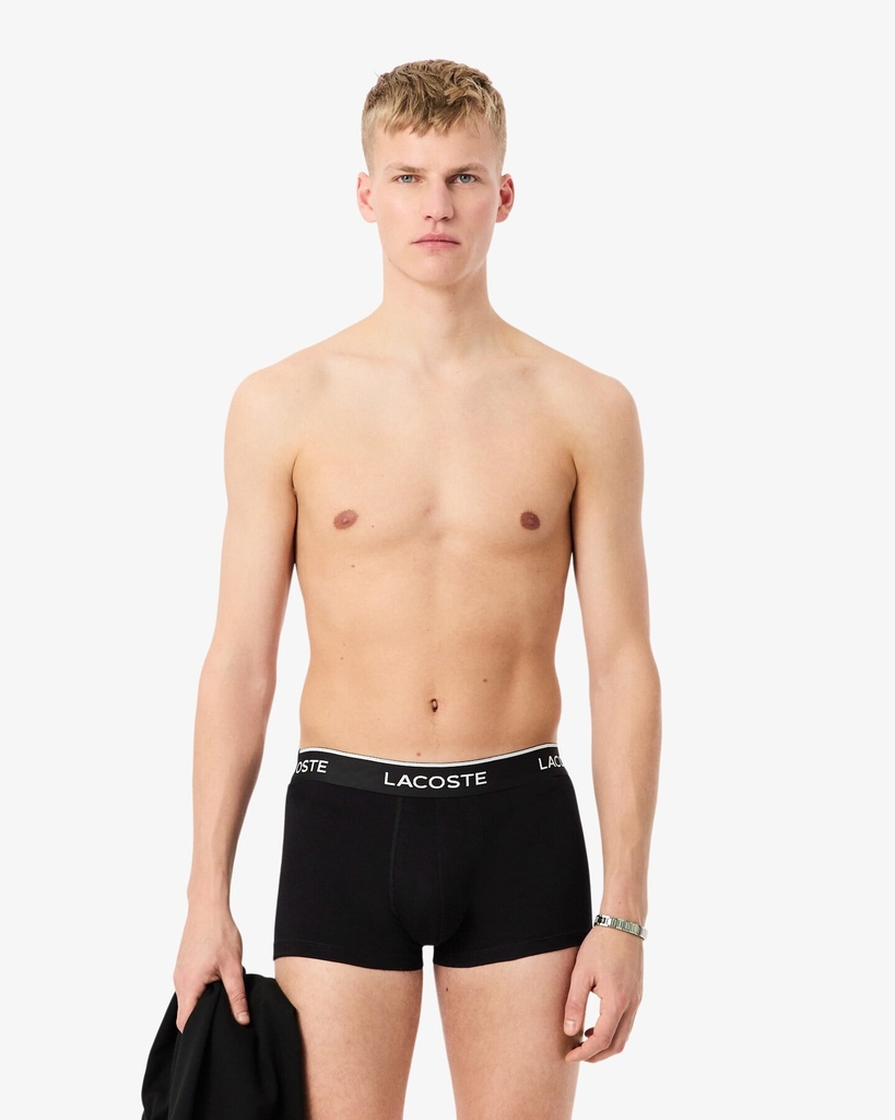Quần Boxer Lacoste Chính hãng - 3-Pack Cotton Trunks - Màu Trắng/ Xám/ Đen | JapanSport 5H4967-51