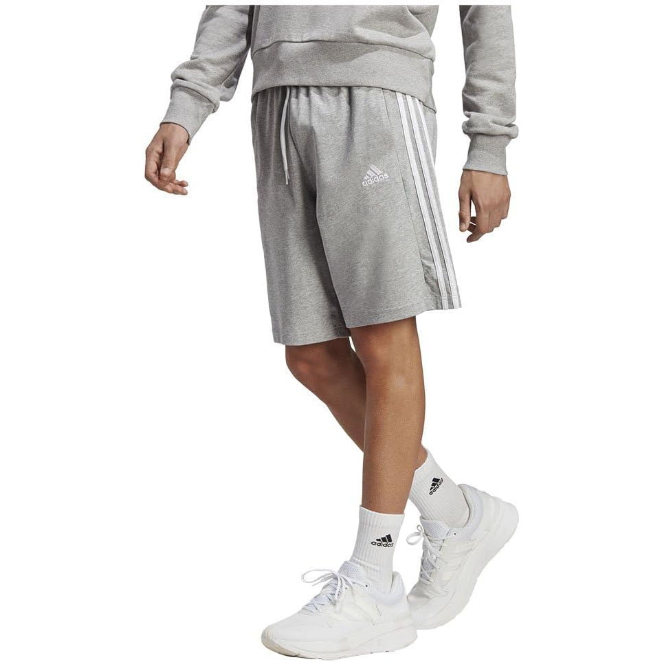 Quần Short Adidas Chính Hãng - Essentials Single Jersey 3-Stripes - Màu Xám | JapanSport IC9384