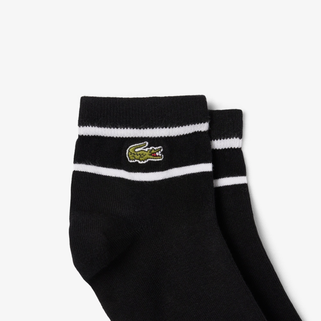 Set Tất Lacoste Chính Hãng - Unisex 2-Pack Striped Socks - Màu Đen Trắng | JapanSport RA2932-51-258