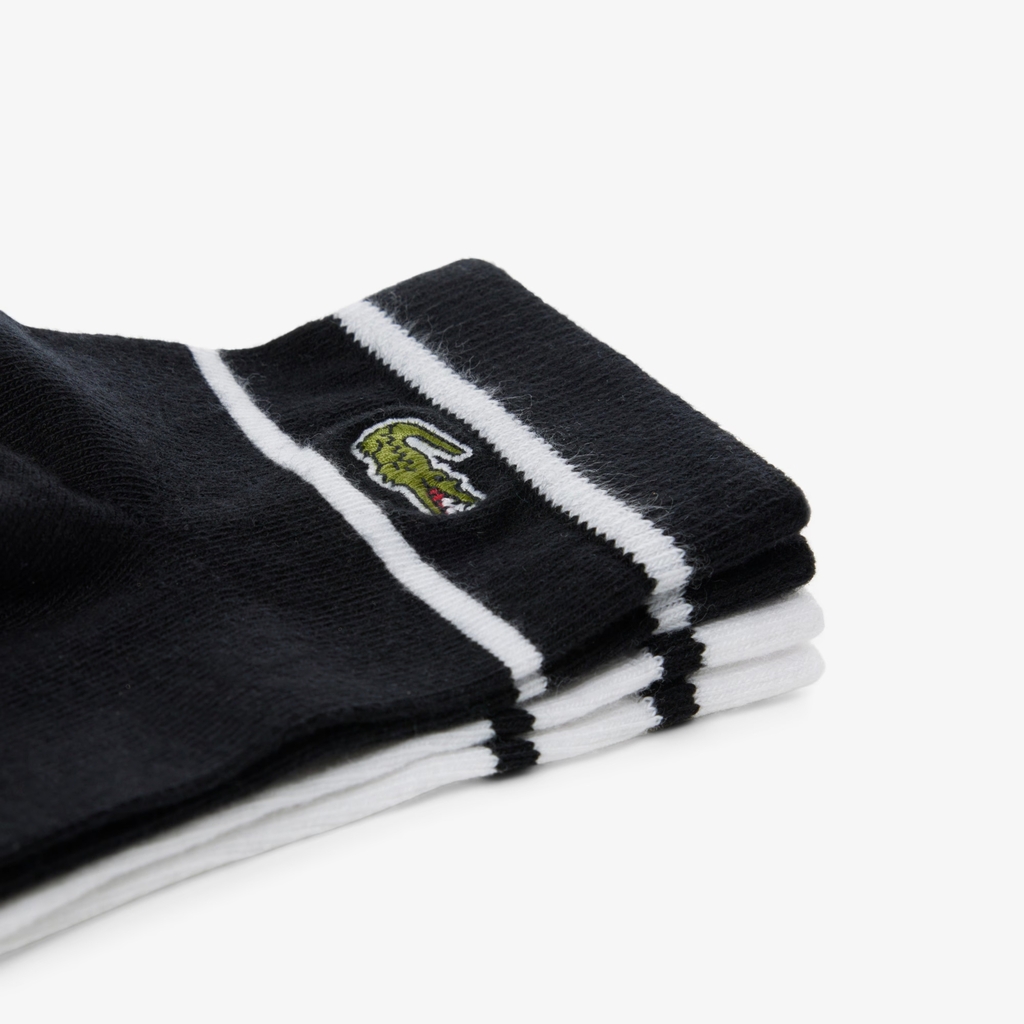 Set Tất Lacoste Chính Hãng - Unisex 2-Pack Striped Socks - Màu Đen Trắng | JapanSport RA2932-51-258