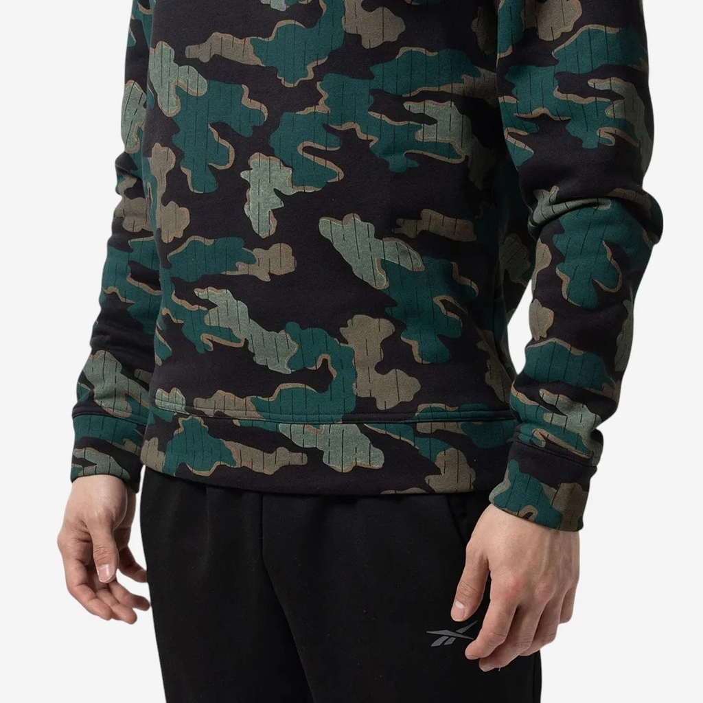 Áo Khoác Reebok Chính Hãng - RI MOTION CAMO CREW - Màu Đen/ Xanh | JapanSport 100204731