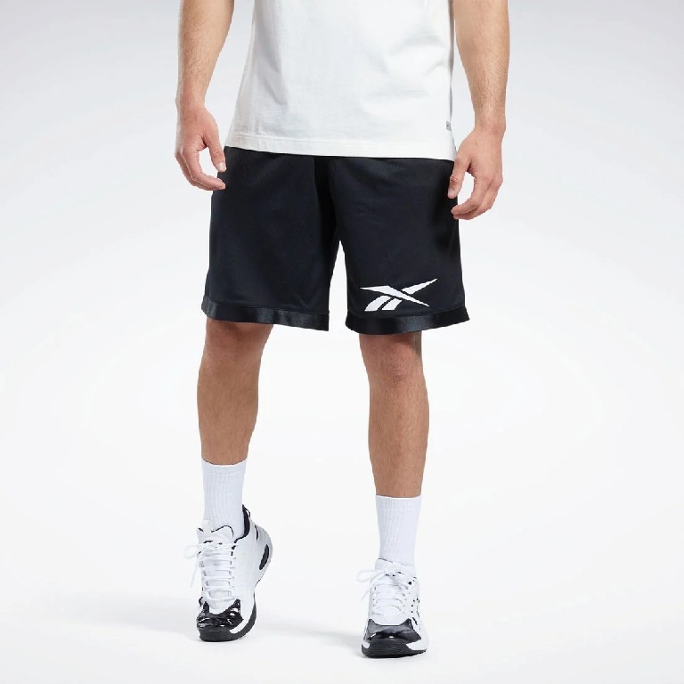 Quần Shorts Reebok Nam Chính Hãng - BASKETBALL SATIN AND MESH SHORT - Đen | JapanSport 100204088