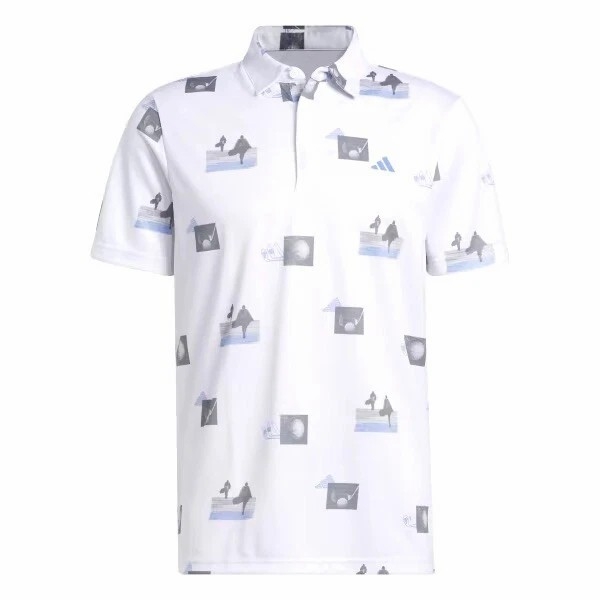 Áo Polo Adidas Nam Chính Hãng - Allover-Print Golf Polo Shirt - Màu Trắng| JapanSport HR7998