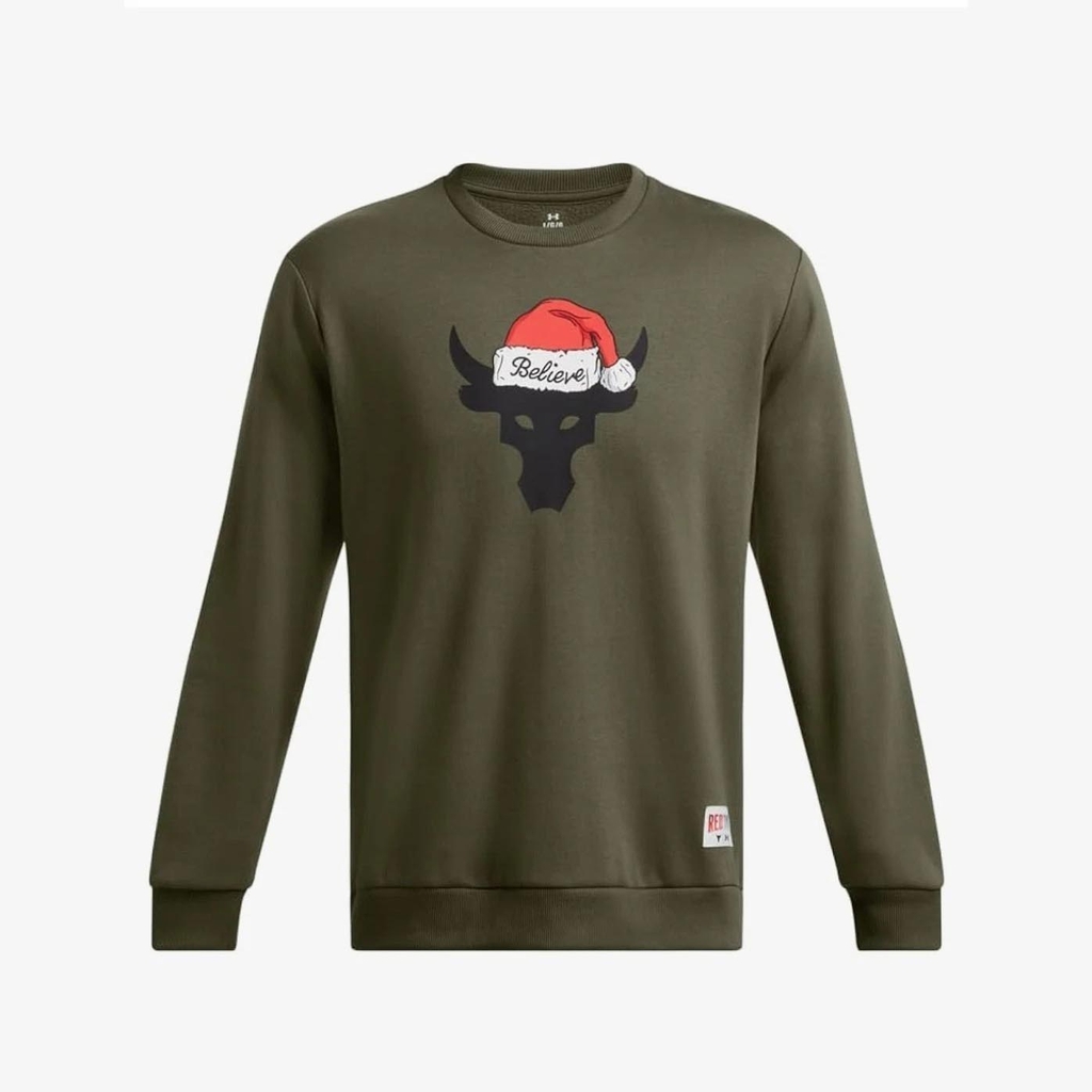 Áo Dài Tay Under Armour Chính Hãng - Project Rock Believe Crew Neck Sweatshirt - Màu Olive | JapanSport 6003007-390