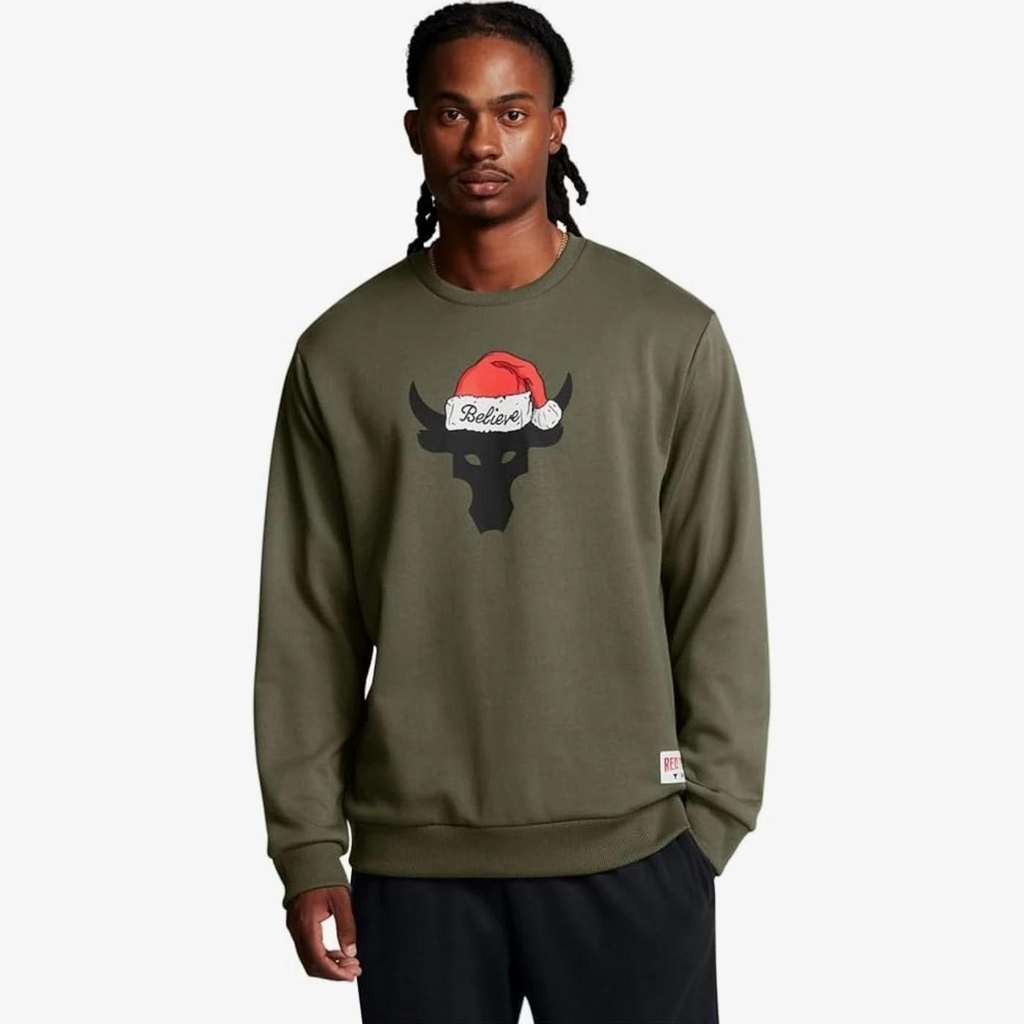 Áo Dài Tay Under Armour Chính Hãng - Project Rock Believe Crew Neck Sweatshirt - Màu Olive | JapanSport 6003007-390