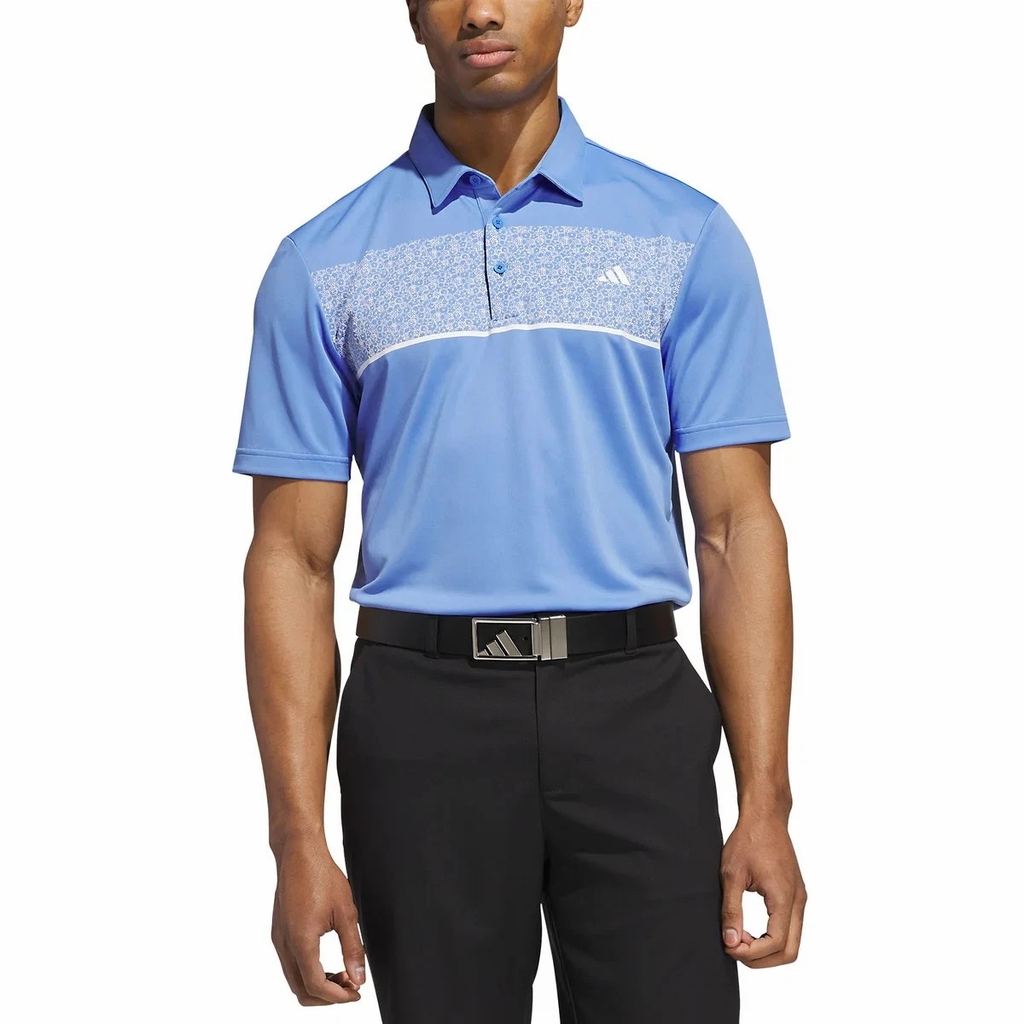 Áo Polo Adidas Nam Chính Hãng - Blue Chest Print Golf Performance - Màu Xanh | JapanSport KD9363