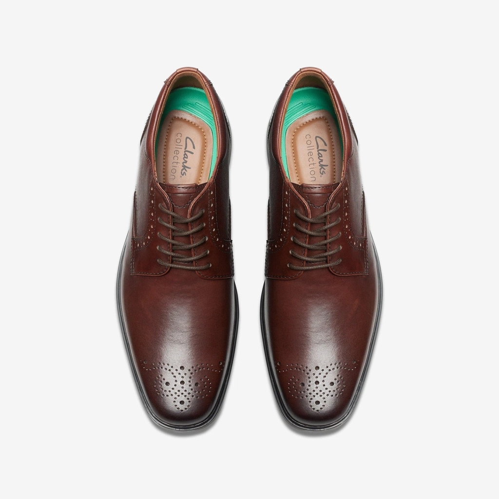 Giày Clark Nam Chính Hãng - Clarkslite Tie Mahogany Leather - Màu Nâu | JapanSport 261-76937