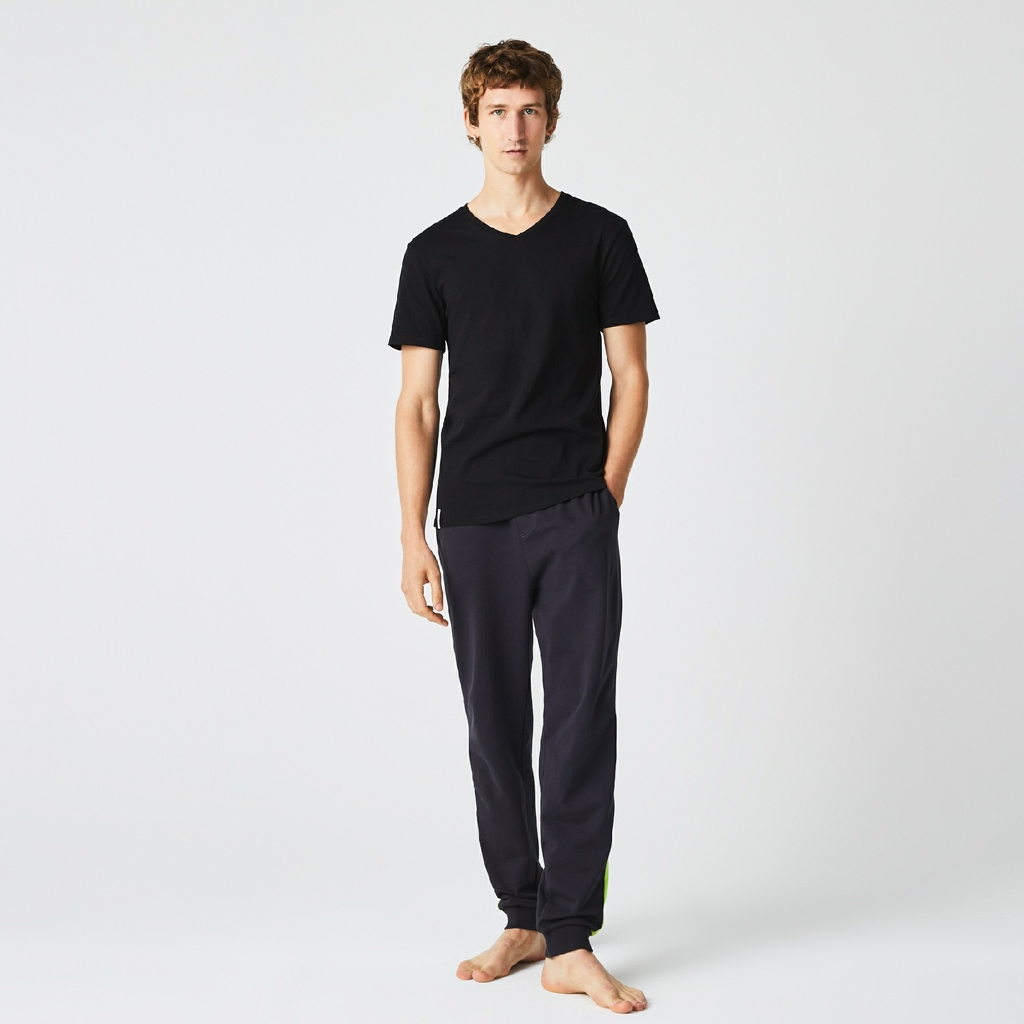 Set 3 Áo Phông Lacoste Chính Hãng -Cotton Shirt Regular Fit V-Neck - Màu Đen | JapanSport TH3444-51-031