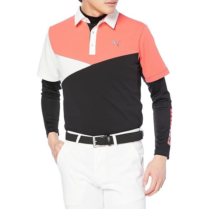 Set Áo Polo Puma Chính hãng - Golf Color Block Inner Set SS Polo Shirt - Màu trắng/cam | JapanSport 930519-09
