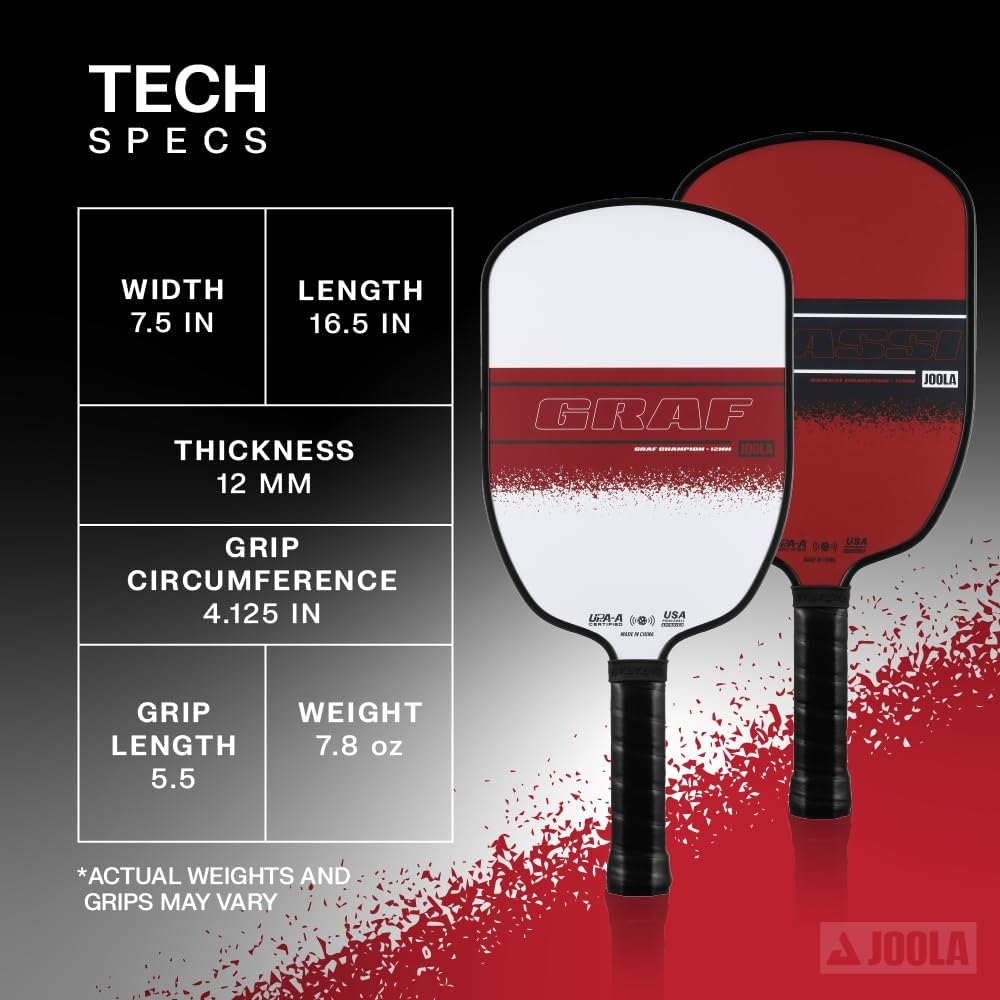 Set 2 Vợt Pickleball JOOLA chính hãng | Agassis/Graf Edge 12mm - Kém túi + 3 bóng | JapanSport