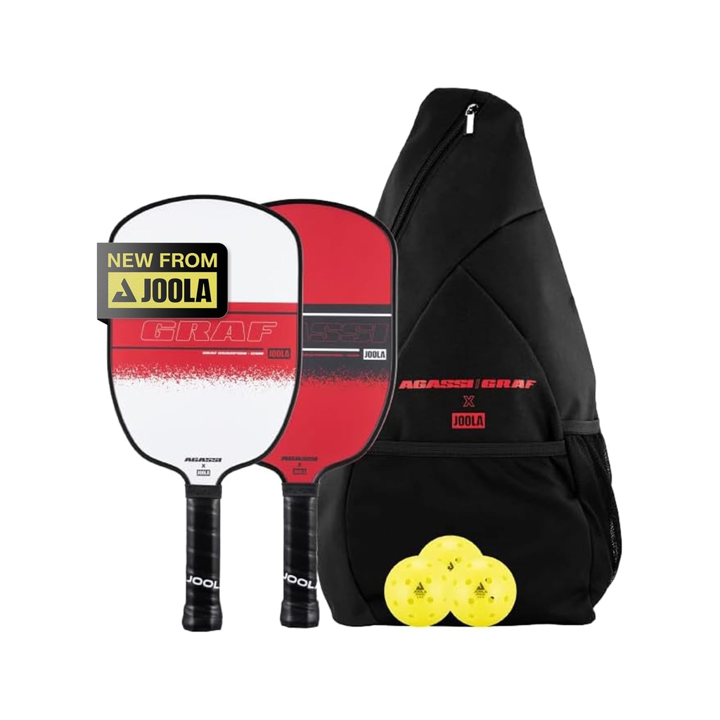Set 2 Vợt Pickleball JOOLA chính hãng | Agassis/Graf Edge 12mm - Kém túi + 3 bóng | JapanSport