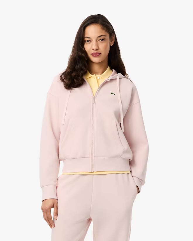 Áo Hoodie Lacoste Chính Hãng - Women's Zip-Up Piqué Hoodie - Màu Hồng | JapanSport SF5272-51-ADY
