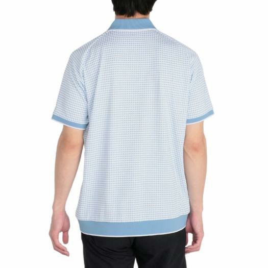 Áo Polo Mizuno Chính Hãng - Knit jacquard gingham short-sleeved ribbed collar - Màu Xanh| JapanSport E2MAC019-28