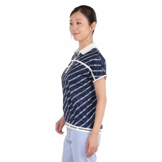 Áo Polo Mizuno Nữ Chính Hãng - Dry Aeroflow MG Logo Short Sleeve Shirt  - Màu Navy | JapanSport E2MAC202-94