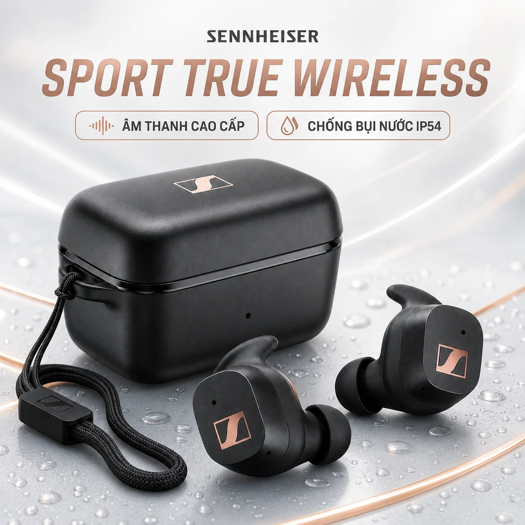 Tai nghe Bluetooth Sennheiser chính hãng - SPORT True Wireless - Màu đen | JapanSport