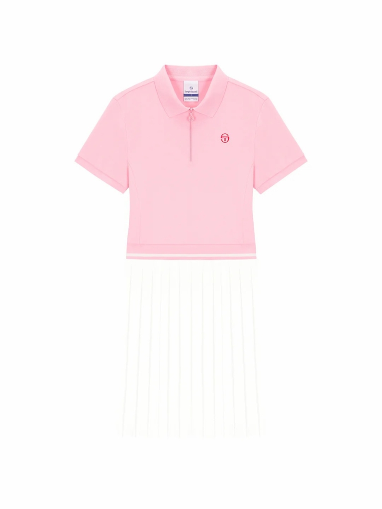 Set váy Sergio Tacchinui chính hãng | Jersey Mix Pleats Collared Dress- Light Pink | Japansport TWOP10741GP001-PKL