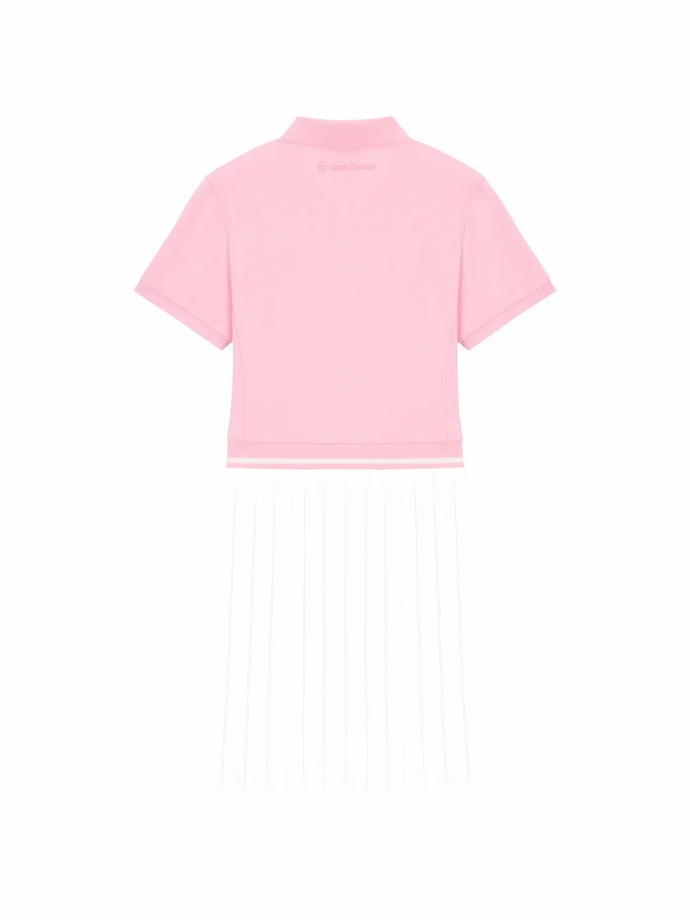Set váy Sergio Tacchinui chính hãng | Jersey Mix Pleats Collared Dress- Light Pink | Japansport TWOP10741GP001-PKL